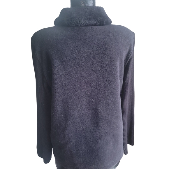 Tradition Country Collection Black Plush Collared Button Up Sweater M - Picture 6 of 7